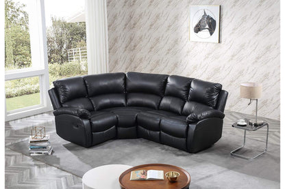 Roma Black Leather Manual Recliner 4 Seater Corner Sofa - Furniture Instore