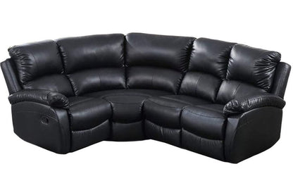 Roma Black Leather Manual Recliner 4 Seater Corner Sofa - Furniture Instore