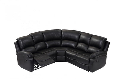Roma Black Leather Manual Recliner 5 Seat Corner Sofa