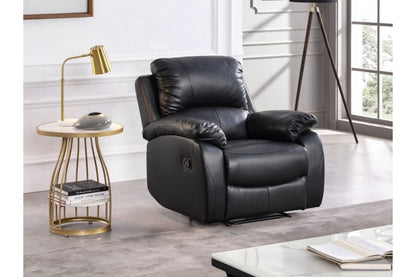 Roma Black Leather Manual Recliner 3+2+1 Seater Sofa Set - Furniture Instore