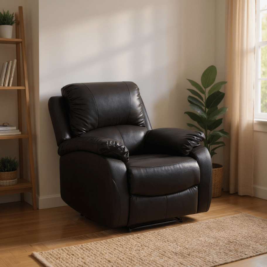 Roma Black Leather Manual Recliner 3+2+1 Seater Sofa Set - Furniture Instore