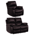 Roma Brown Leather Manual Recliner 2+1 Seater Sofa Set