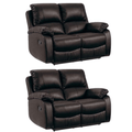 Roma Brown Leather Manual Recliner 2+2 Seater Sofa Set