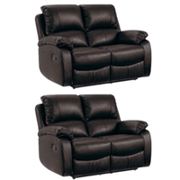 Roma Brown Leather Manual Recliner 2+2 Seater Sofa Set