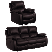 Roma Brown Leather Manual Recliner 3+1 Seater Sofa Set