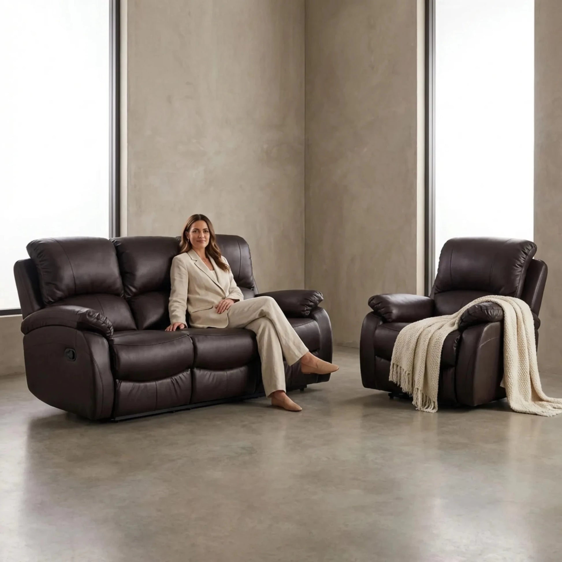 roma-brown-manual-leather-3-1-seater-set