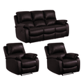 Roma Brown Leather Manual Recliner 3+1+1 Seater Sofa Set