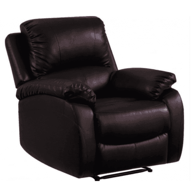 Brown leather recliner chair on a white background