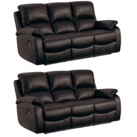 Roma Brown Leather Manual Recliner 3+3 Seater Sofa Set