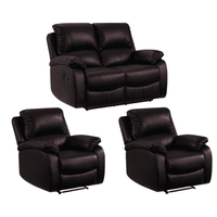 Roma Brown Leather Manual Recliner 2+1+1 Seater Sofa Set
