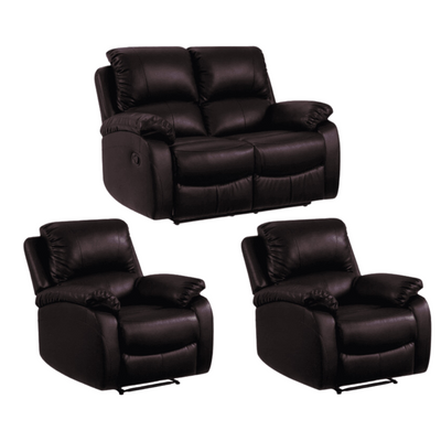 Roma Brown Leather Manual Recliner 2+1+1 Seater Sofa Set
