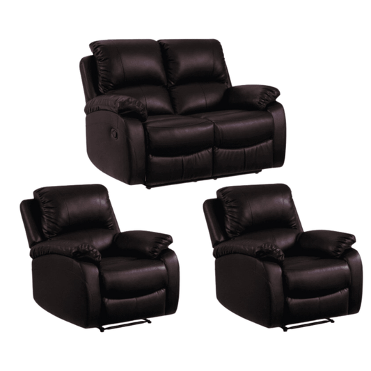 Roma Brown Leather Manual Recliner 2+1+1 Seater Sofa Set - Furniture Instore