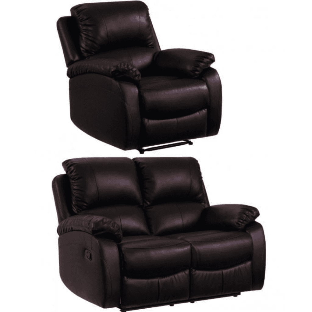 Roma Brown Leather Manual Recliner 2+1 Seater Sofa Set - Furniture Instore