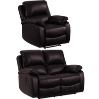 Roma Brown Leather Manual Recliner 2+1 Seater Sofa Set