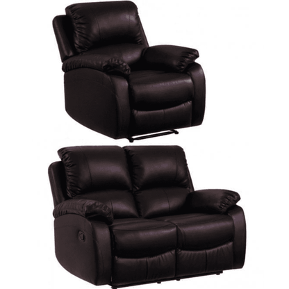 Roma Brown Leather Manual Recliner 2+1 Seater Sofa Set - Furniture Instore