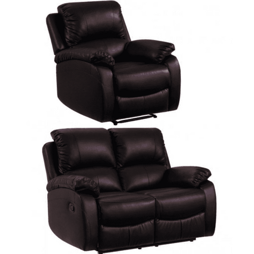 Roma Brown Leather Manual Recliner 2+1 Seater Sofa Set