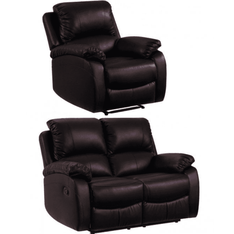 Roma Brown Leather Manual Recliner 2+1 Seater Sofa Set - Furniture Instore