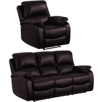 Roma Brown Leather Manual Recliner 3+1 Seater Sofa Set