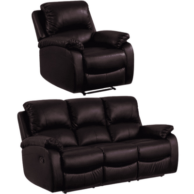 Roma Brown Leather Manual Recliner 3+1 Seater Sofa Set