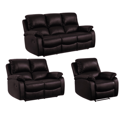 Roma Brown Leather Manual Recliner 3+2+1 Seater Sofa Set - Furniture Instore