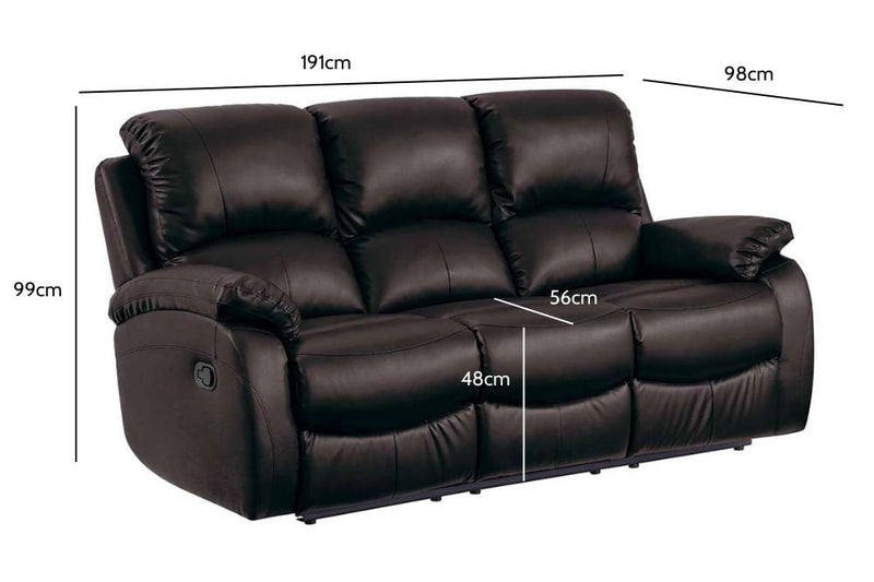 Roma Brown Leather Manual Recliner 3+2+1 Seater Sofa Set - Furniture Instore