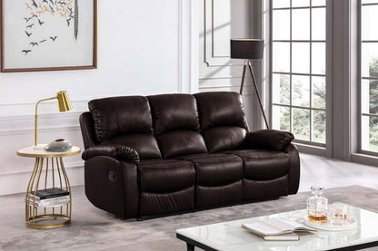 Roma Brown Leather Manual Recliner 3+2+1 Seater Sofa Set - Furniture Instore