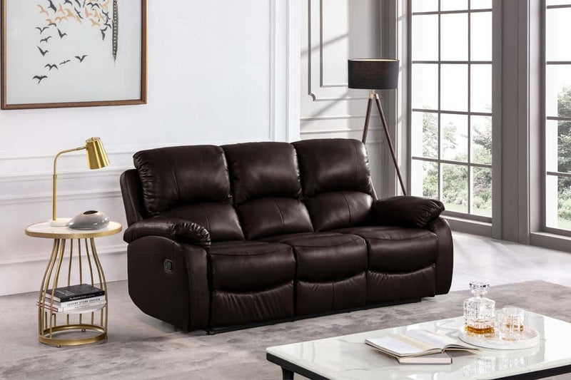 Roma Brown Leather Manual Recliner 3+2+1 Seater Sofa Set - Furniture Instore