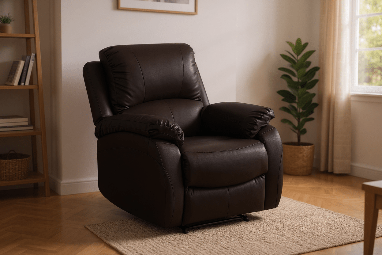 Roma Brown Leather Manual Recliner 3+2+1 Seater Sofa Set - Furniture Instore