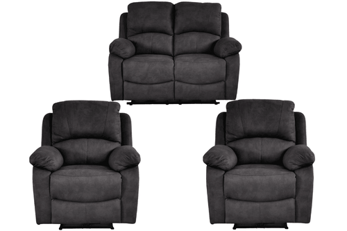 Roma Grey Fabric Electric Recliner 2+1+1 Seater Sofa Set