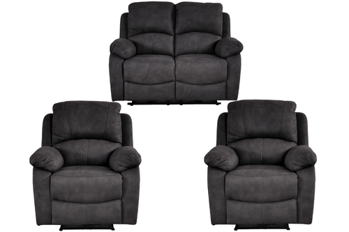 Roma Grey Fabric Electric Recliner 2+1+1 Seater Sofa Set