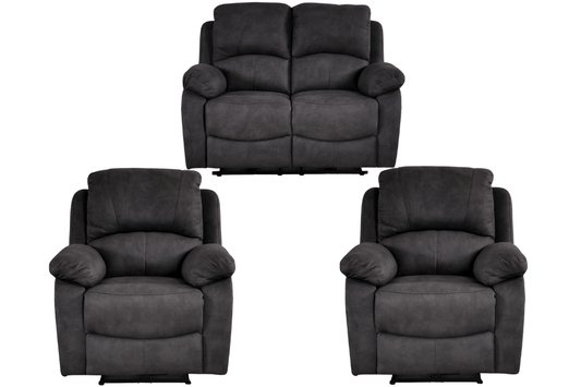 Roma Grey Fabric Electric Recliner 2+1+1 Seater Sofa Set - Furniture Instore