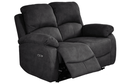 Roma Grey Fabric Electric Recliner 2 Seater Sofa