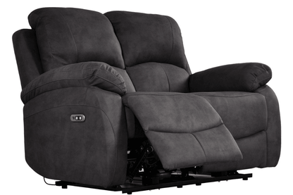 Roma Grey Fabric Electric Recliner 2 Seater Sofa