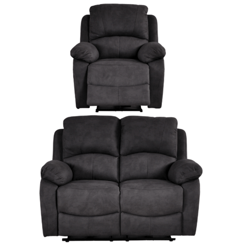 Roma Grey Fabric Electric Recliner 2+1 Seater Sofa