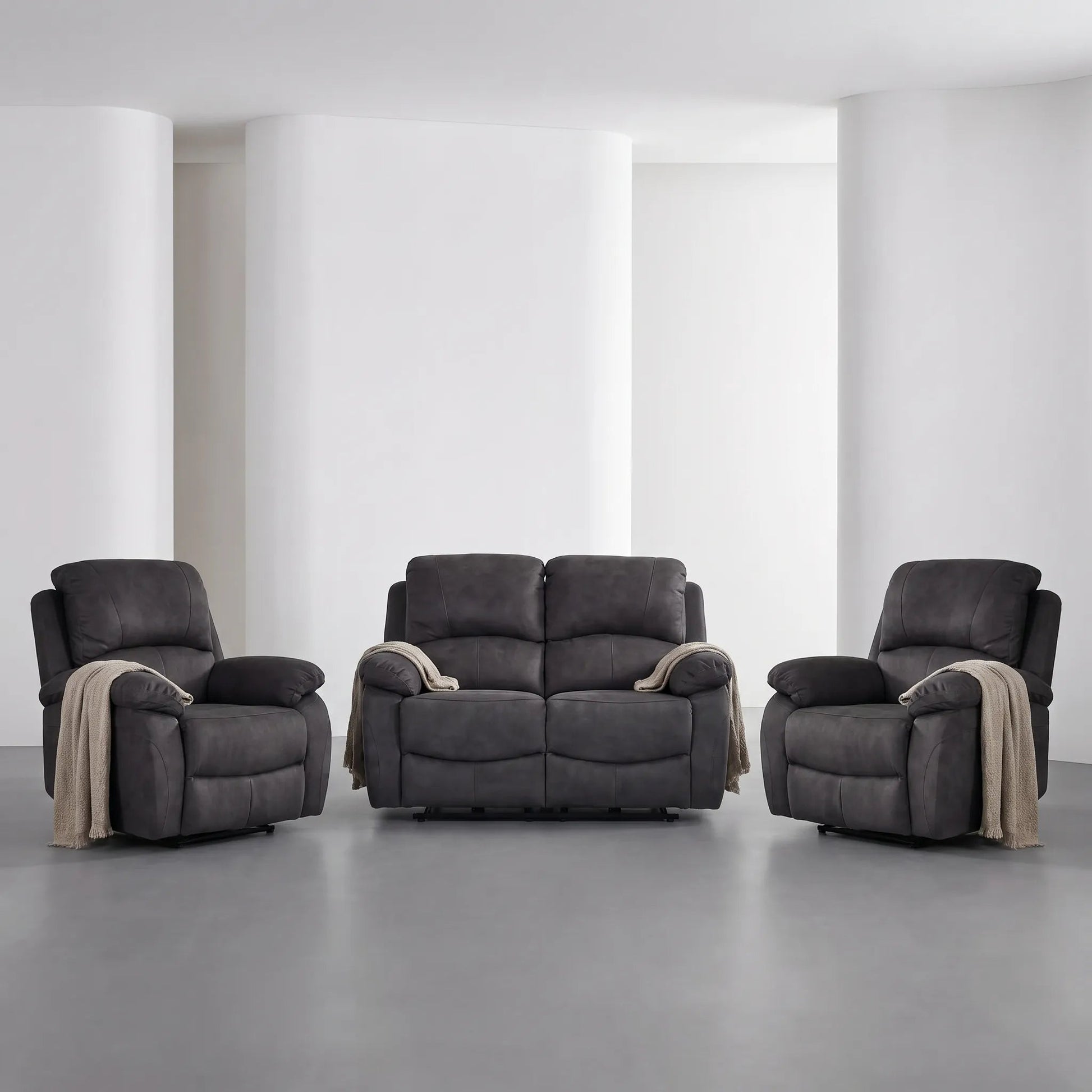 Roma Grey Fabric Electric Recliner 2+1+1 Seater Sofa Set - Furniture Instore