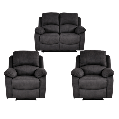 Roma Grey Fabric Electric Recliner 2+1+1 Seater Sofa Set