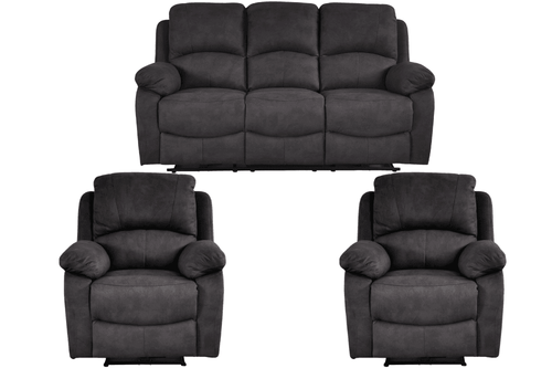 Roma Grey Fabric Electric Recliner 3+1+1 Seater Sofa Set