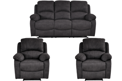 Roma Grey Fabric Electric Recliner 3+1+1 Seater Sofa Set