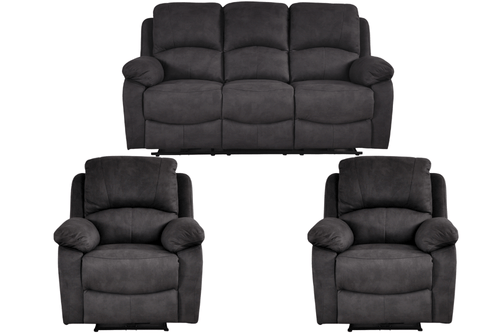 Roma Grey Fabric Electric Recliner 3+1+1 Seater Sofa Set
