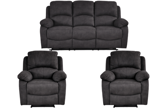 Roma Grey Fabric Electric Recliner 3+1+1 Seater Sofa Set - Furniture Instore
