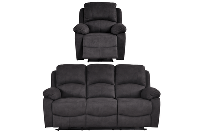 Roma Grey Fabric Electric Recliner 3+1 Seater Sofa Set