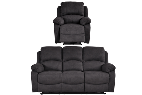 Roma Grey Fabric Electric Recliner 3+1 Seater Sofa Set