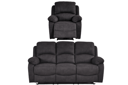Roma Grey Fabric Electric Recliner 3+1 Seater Sofa Set - Furniture Instore