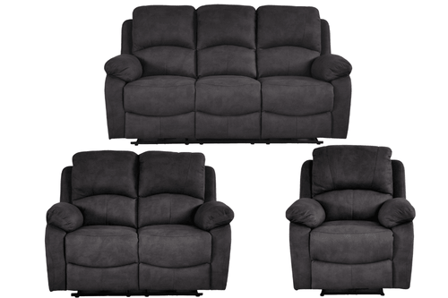 Roma Grey Fabric Electric Recliner 3+2+1 Seater Sofa Set