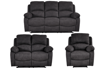 Roma Grey Fabric Electric Recliner 3+2+1 Seater Sofa Set