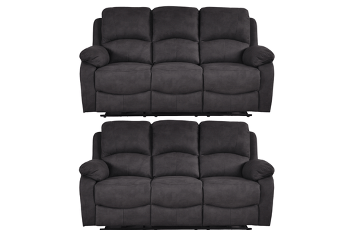 Roma Grey Fabric Electric Recliner 3+3 Seater Sofa Set