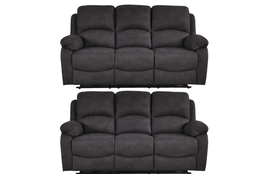 Roma Grey Fabric Electric Recliner 3+3 Seater Sofa Set - Furniture Instore