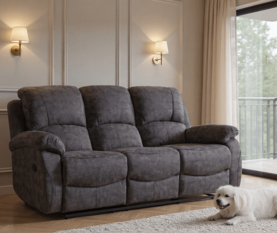 Roma Grey Fabric Electric Recliner 3+2+1 Seater Sofa Set - Furniture Instore