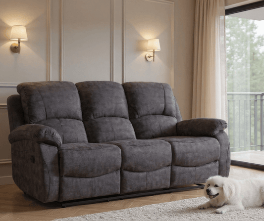 Roma Grey Fabric Electric Recliner 3+2+1 Seater Sofa Set - Furniture Instore