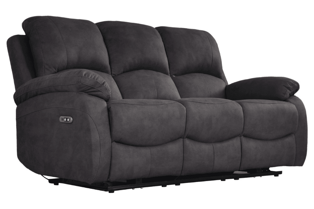 Roma Grey Fabric Electric 3 Seater Sofa